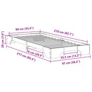 vidaXL Ágykeret Fehér 90 x 210 cm Tömör fenyőfa