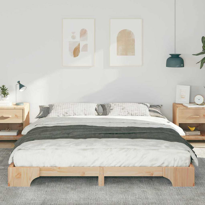 vidaXL Földi ágykeret Barna 180 x 210 cm Tömör fenyőfa