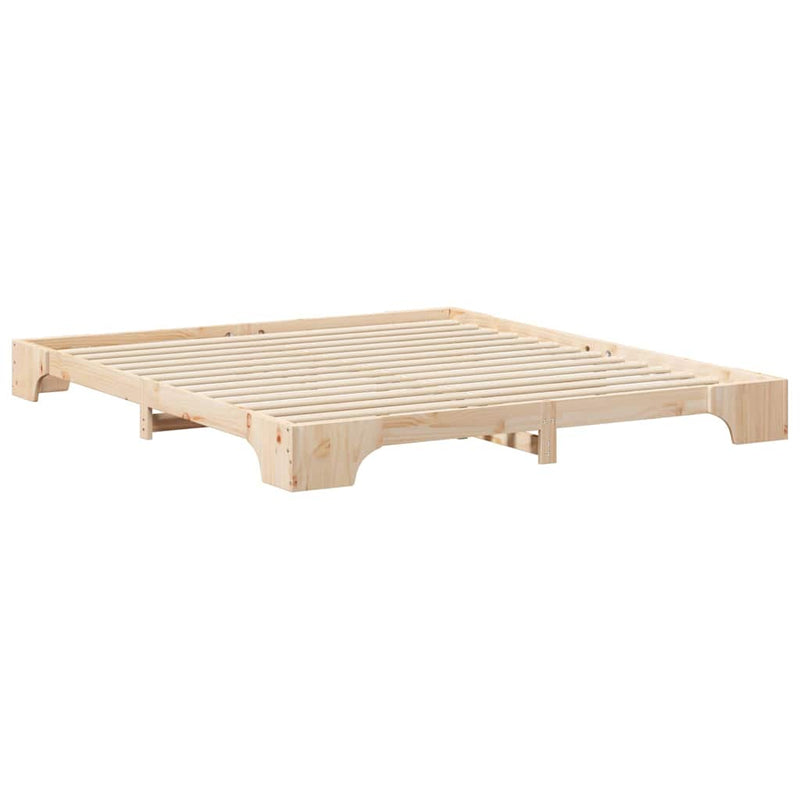 vidaXL Földi ágykeret Barna 180 x 210 cm Tömör fenyőfa