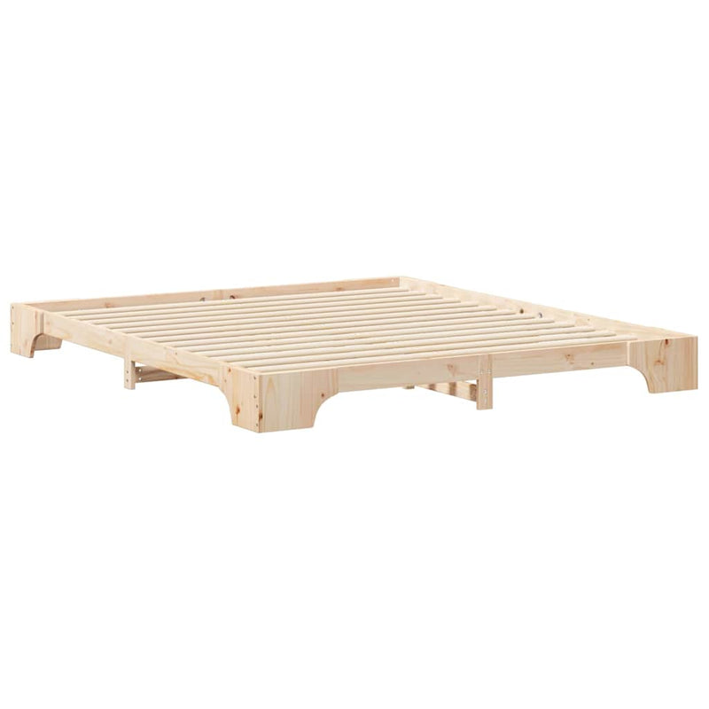 vidaXL Földi ágykeret Barna 180 x 210 cm Tömör fenyőfa