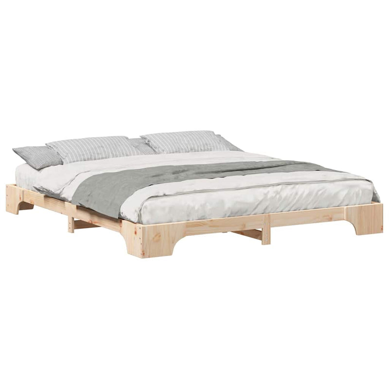 vidaXL Földi ágykeret Barna 180 x 210 cm Tömör fenyőfa