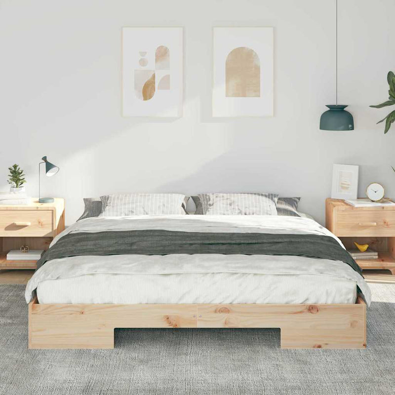 vidaXL Földi ágykeret tárolóval Barna 180 x 200 cm Tömör fenyőfa