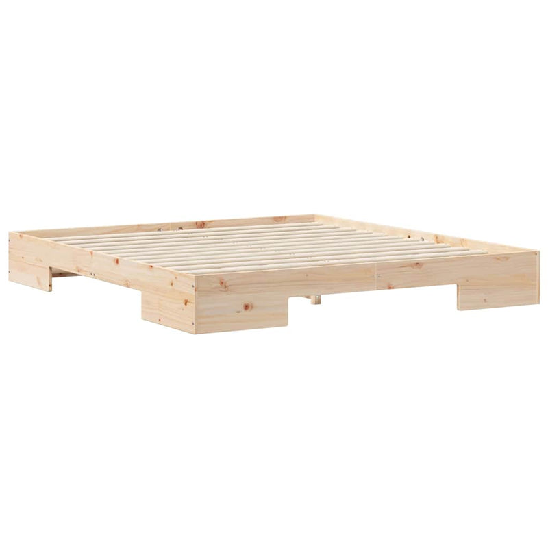 vidaXL Földi ágykeret tárolóval Barna 180 x 200 cm Tömör fenyőfa