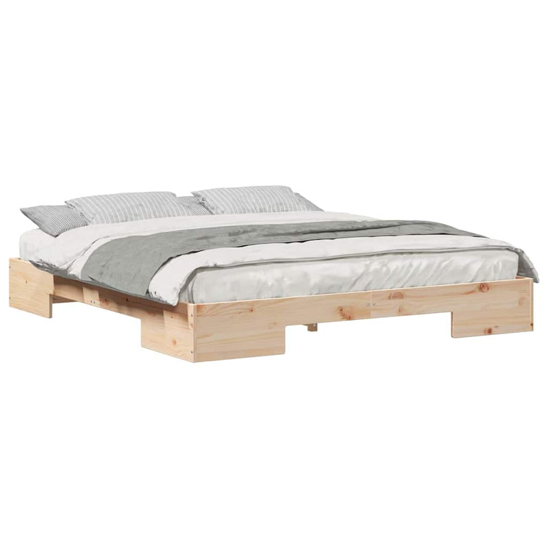 vidaXL Földi ágykeret tárolóval Barna 180 x 200 cm Tömör fenyőfa