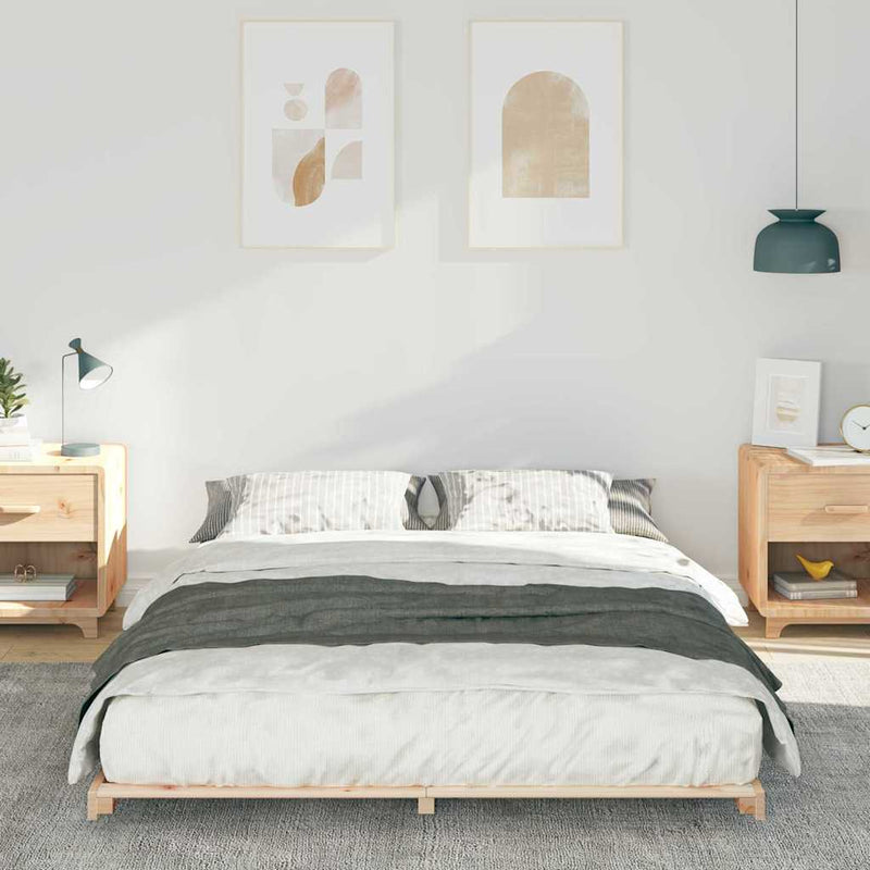 vidaXL Földi ágykeret Barna 140 x 200 cm Tömör fenyőfa