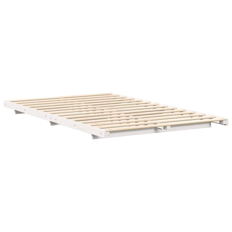 vidaXL Földi ágykeret Fehér 135 x 190 cm Tömör fenyőfa