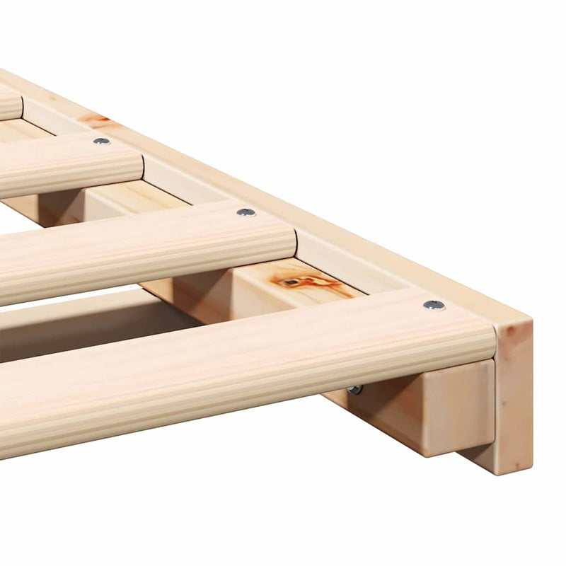 vidaXL Földi ágykeret Barna 90 x 190 cm Tömör fenyőfa
