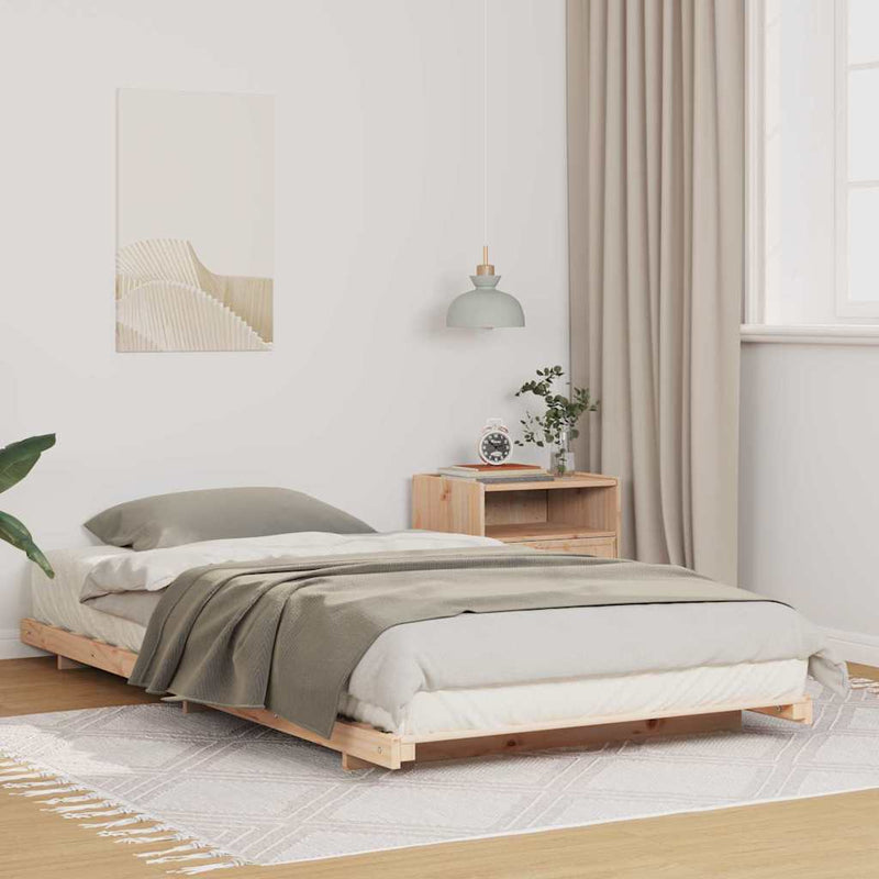 vidaXL Földi ágykeret Barna 90 x 190 cm Tömör fenyőfa