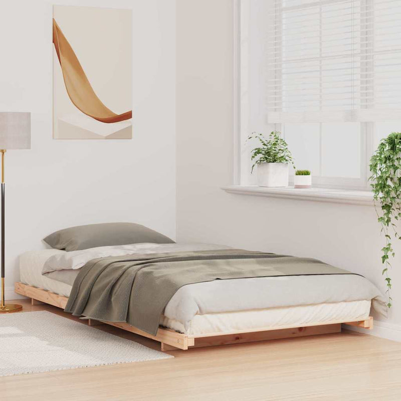 vidaXL Földi ágykeret Barna 90 x 190 cm Tömör fenyőfa