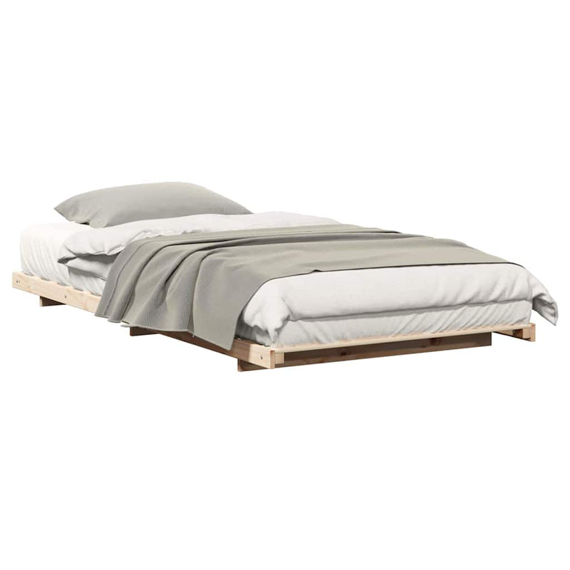 vidaXL Földi ágykeret Barna 90 x 190 cm Tömör fenyőfa