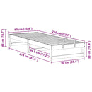 vidaXL Ágykeret Barna 90 x 210 cm Tömör fenyőfa