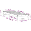 vidaXL Ágykeret Barna 90 x 210 cm Tömör fenyőfa