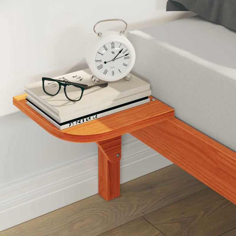 vidaXL Ágykeret éjjeliszekrényekkel Faggyú barna 140 x 210 cm