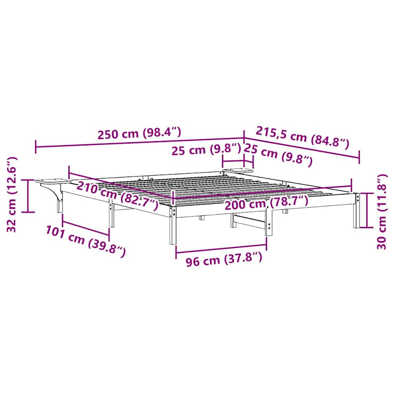 vidaXL Ágykeret éjjeliszekrényekkel Faggyú barna 200 x 210 cm