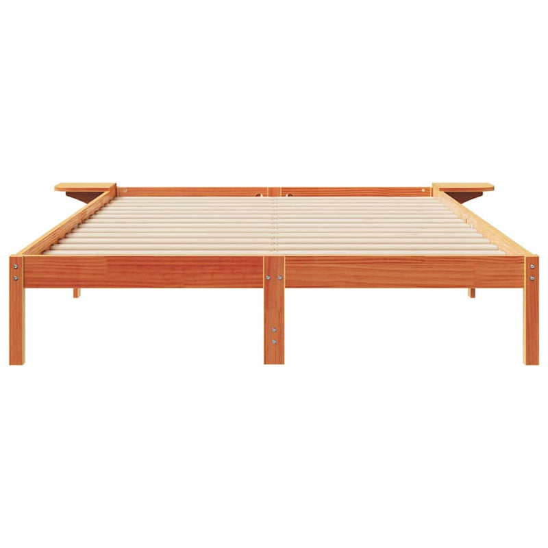 vidaXL Ágykeret éjjeliszekrényekkel Faggyú barna 140 x 220 cm