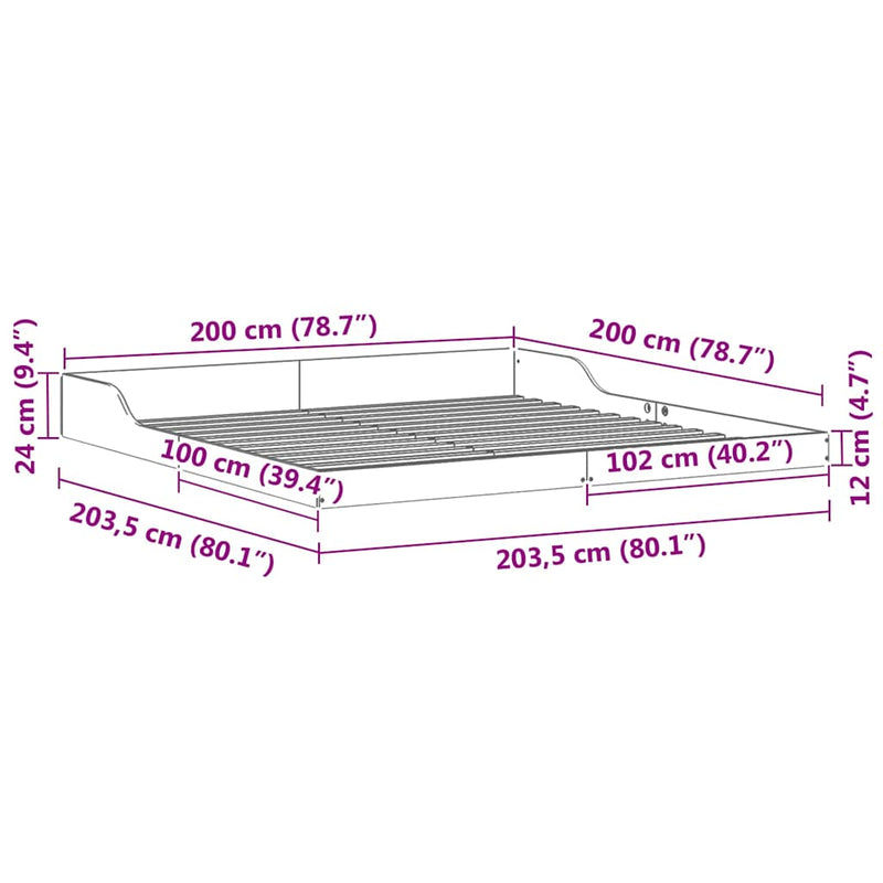 vidaXL Ágykeret Faggyú barna 200 x 200 cm Tömör fenyőfa