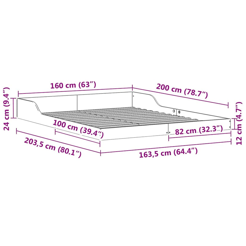 vidaXL Ágykeret Faggyú barna 160 x 200 cm Tömör fenyőfa