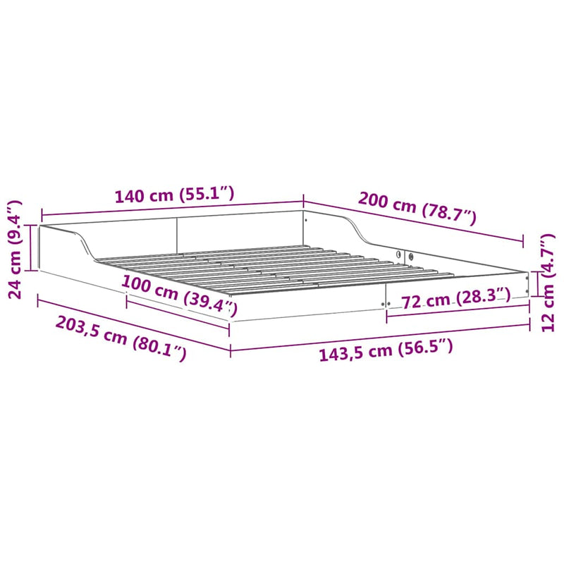 vidaXL Ágykeret Faggyú barna 140 x 200 cm Tömör fenyőfa