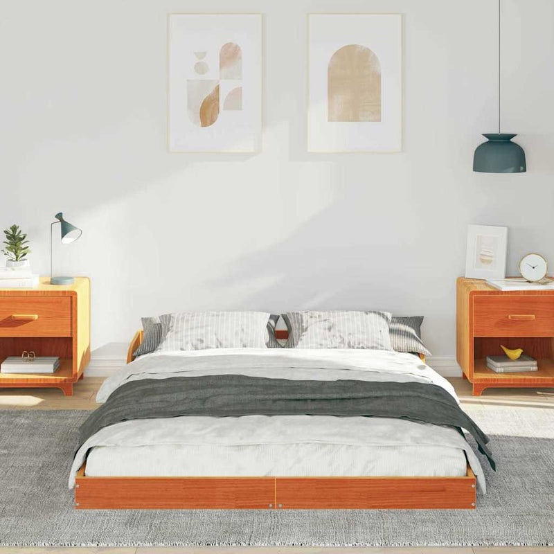 vidaXL Ágykeret Faggyú barna 140 x 190 cm Tömör fenyőfa