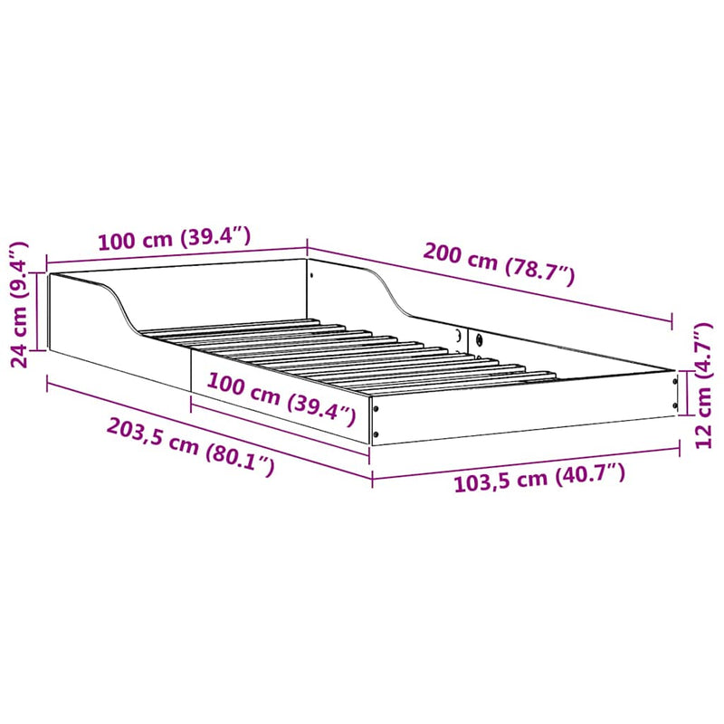 vidaXL Ágykeret Faggyú barna 100 x 200 cm Tömör fenyőfa