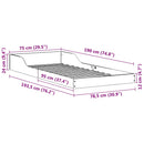 vidaXL Ágykeret Faggyú barna 75 x 190 cm Tömör fenyőfa