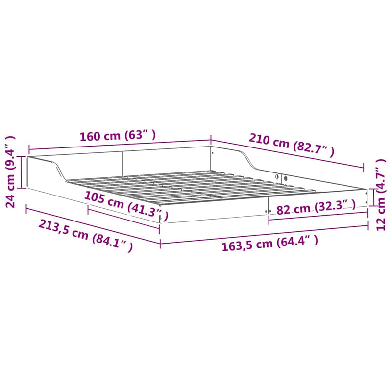 vidaXL Ágykeret Faggyú barna 160 x 210 cm Tömör fenyőfa