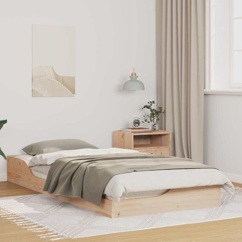 vidaXL Földi ágykeret Barna 90 x 200 cm Tömör fenyőfa