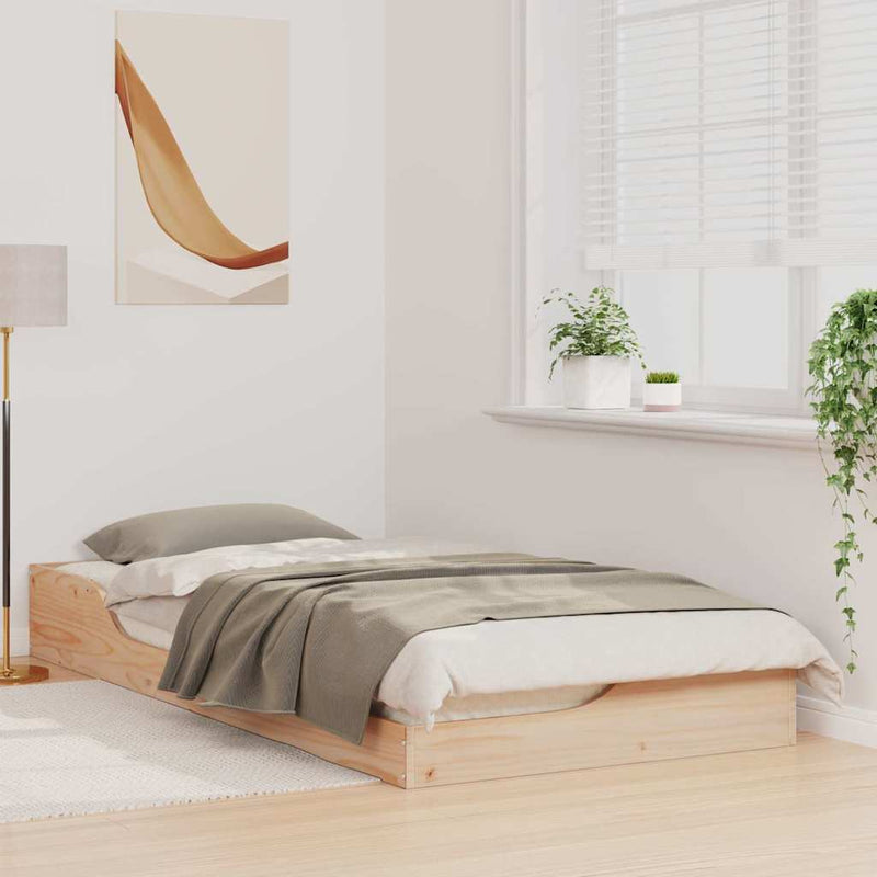 vidaXL Földi ágykeret Barna 90 x 200 cm Tömör fenyőfa