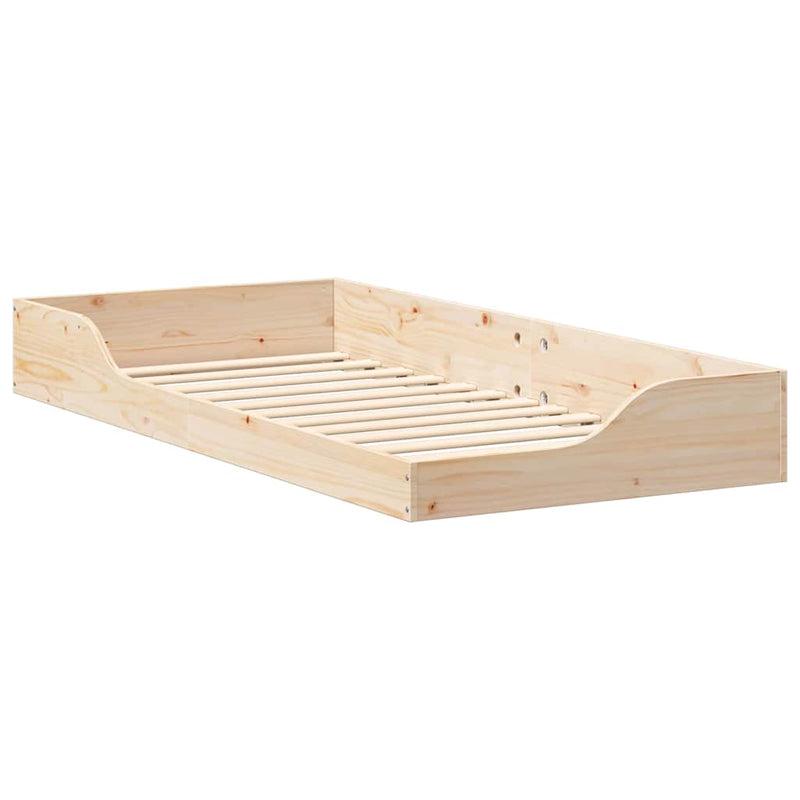 vidaXL Földi ágykeret Barna 90 x 200 cm Tömör fenyőfa