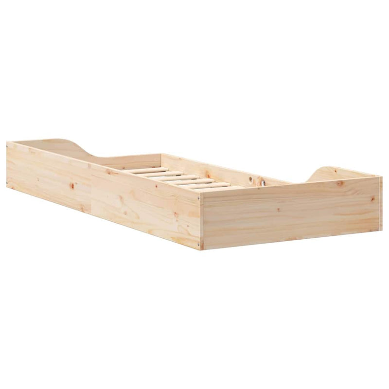 vidaXL Földi ágykeret Barna 90 x 200 cm Tömör fenyőfa