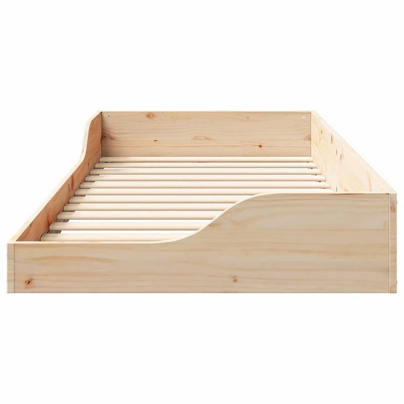 vidaXL Földi ágykeret Barna 90 x 200 cm Tömör fenyőfa
