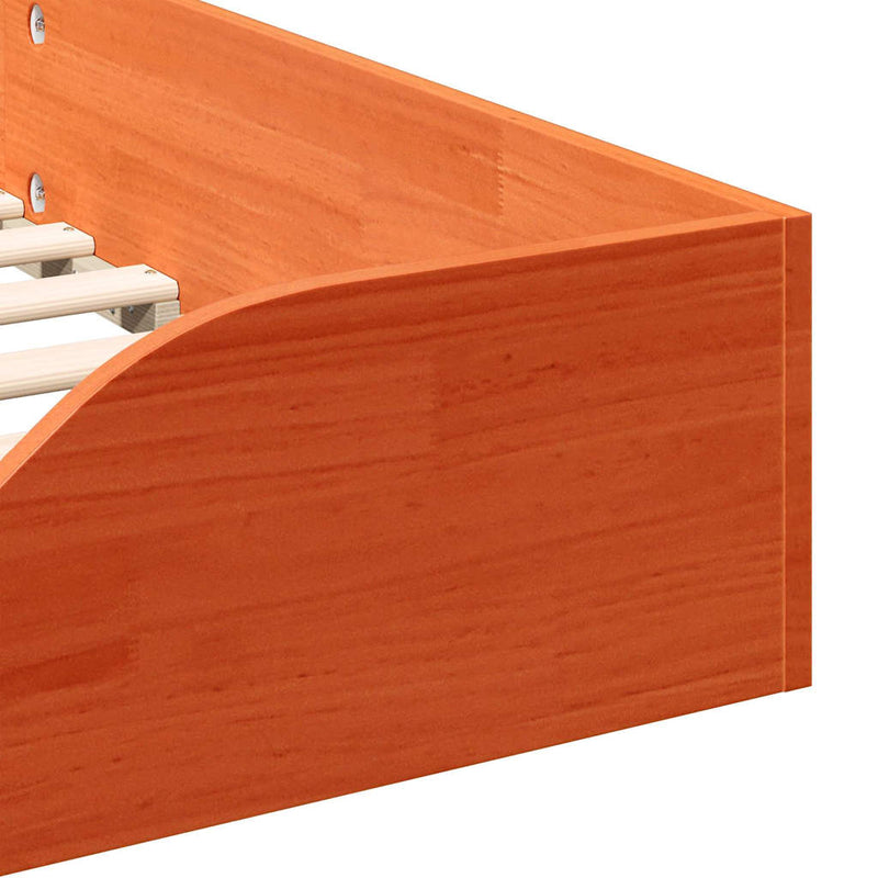 vidaXL Földi ágykeret Viaszbarna 90 x 200 cm Tömör fenyőfa