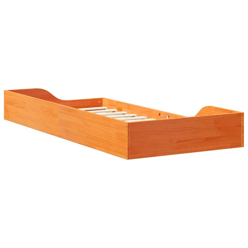 vidaXL Földi ágykeret Viaszbarna 90 x 200 cm Tömör fenyőfa