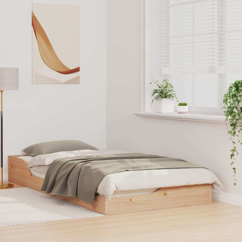 vidaXL Ágykeret Barna 90 x 190 cm Tömör fenyőfa