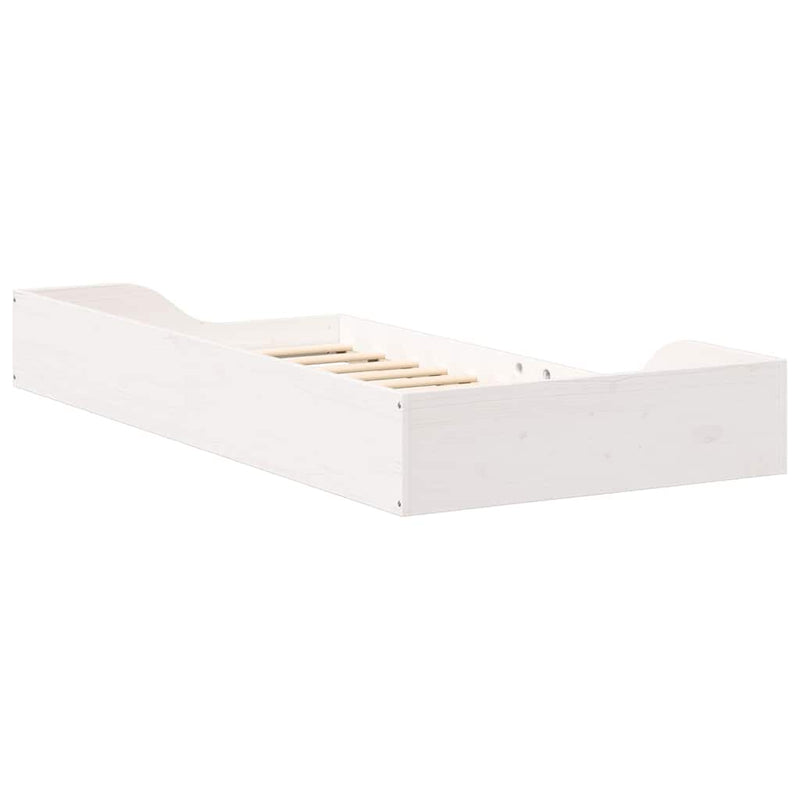 vidaXL Földi ágykeret Fehér 75 x 190 cm Tömör fenyőfa