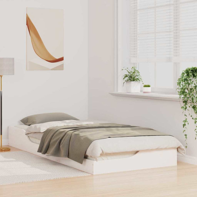 vidaXL Ágykeret Fehér 90 x 210 cm Tömör fenyőfa