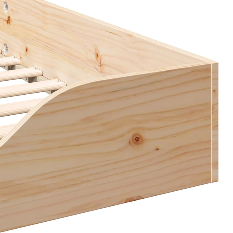 vidaXL Ágykeret Barna 90 x 220 cm Tömör fenyőfa
