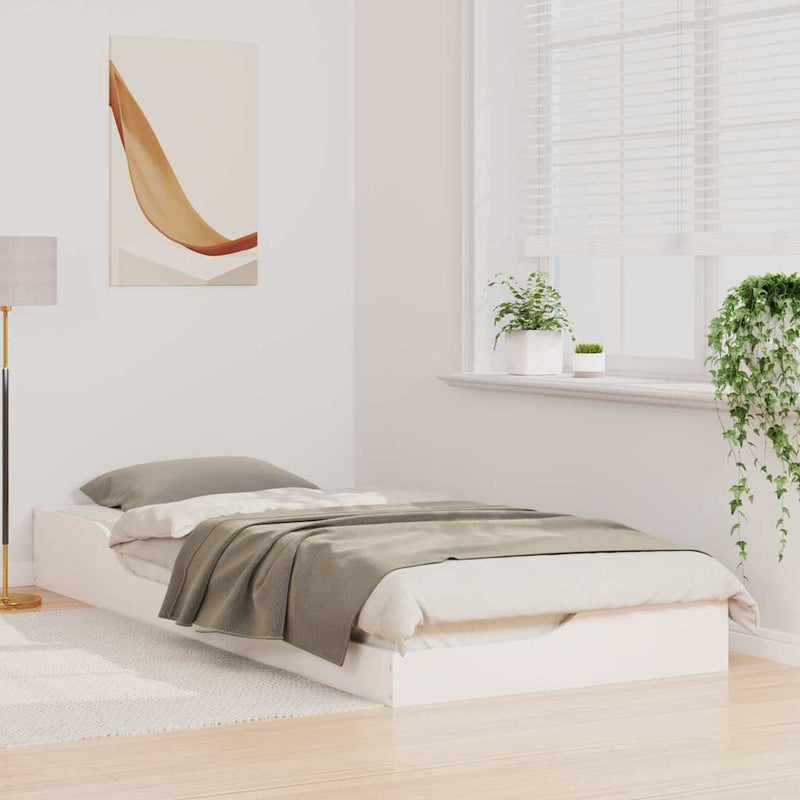 vidaXL Ágykeret Fehér 90 x 220 cm Tömör fenyőfa