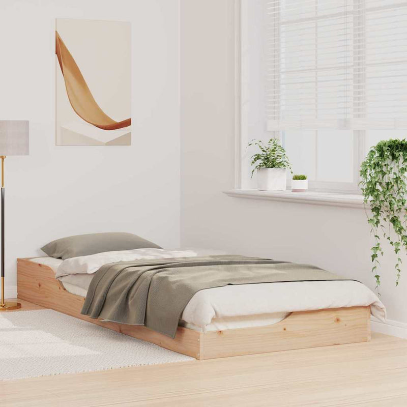 vidaXL Ágykeret Barna 100 x 220 cm Tömör fenyőfa