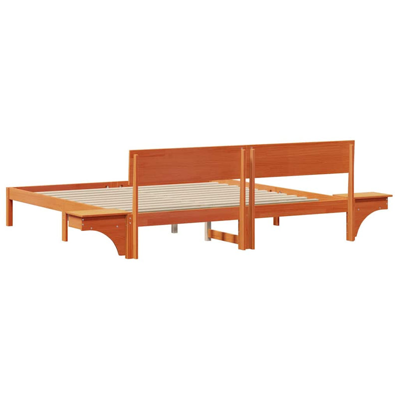 vidaXL Ágykeret fejtámlával Faggyú barna 180 x 200 cm Tömör fenyőfa