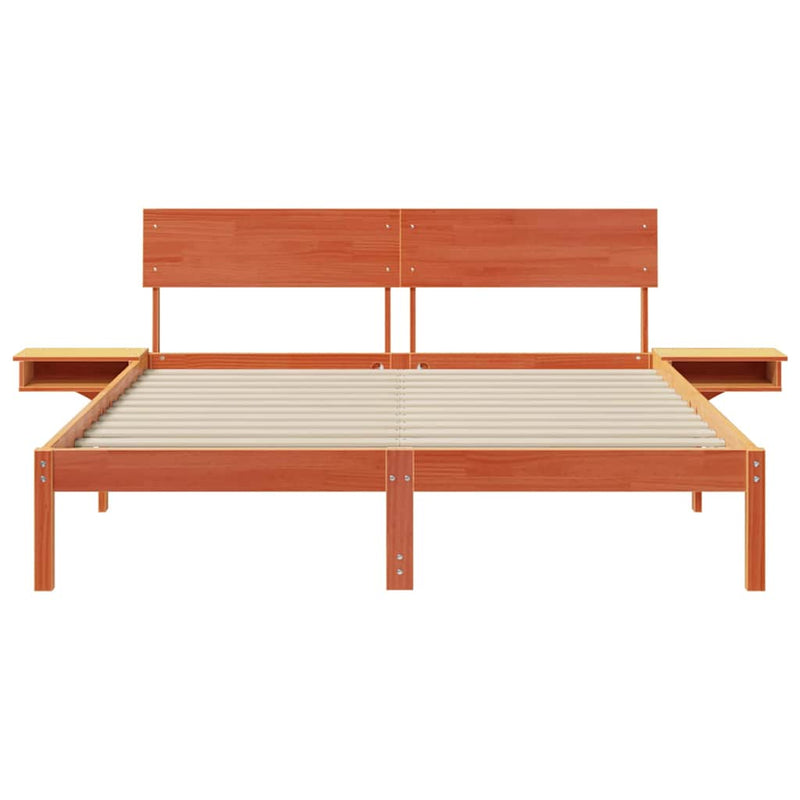 vidaXL Ágykeret fejtámlával Faggyú barna 160 x 200 cm Tömör fenyőfa