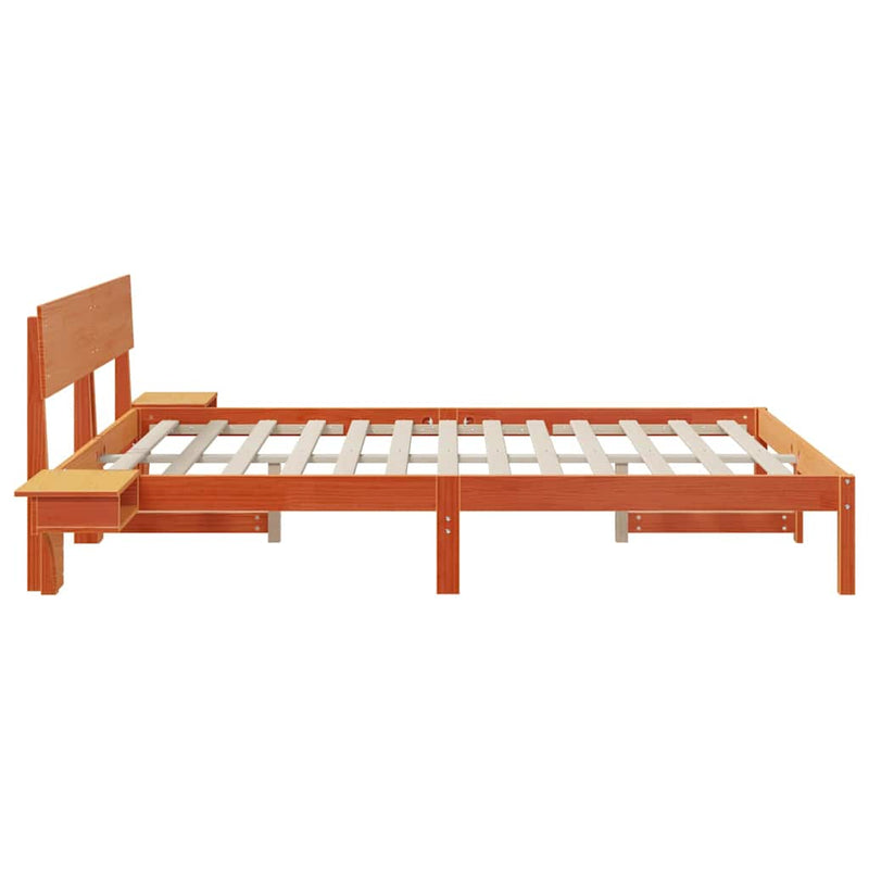 vidaXL Ágykeret fejtámlával Faggyú barna 160 x 200 cm Tömör fenyőfa