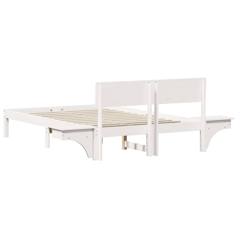 vidaXL Ágykeret fejtámlával Fehér 120 x 200 cm Tömör fenyőfa