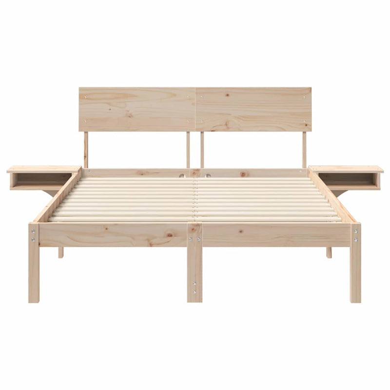 vidaXL Ágykeret fejtámlával Barna 140 x 190 cm Tömör fenyőfa