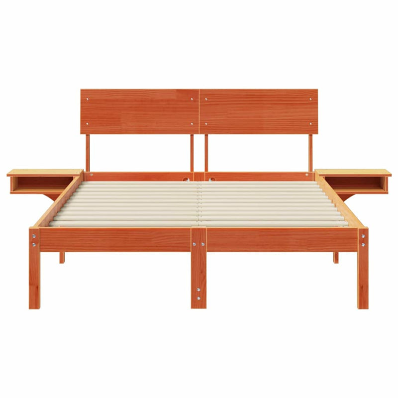 vidaXL Ágykeret fejtámlával Faggyú barna 140 x 190 cm Tömör fenyőfa