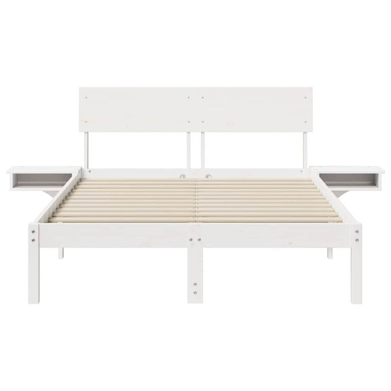 vidaXL Ágykeret fejtámlával Fehér 135 x 190 cm Tömör fenyőfa