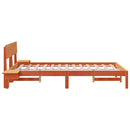 vidaXL Ágykeret fejtámlával Faggyú barna 135 x 190 cm Tömör fenyőfa