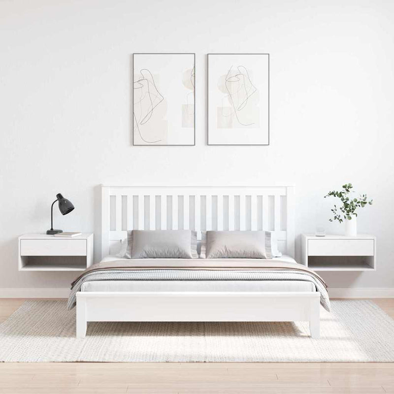 vidaXL Éjjeli asztal 2 pcs Fehér 50 x 32,5 x 24 cm Tömör fenyőfa