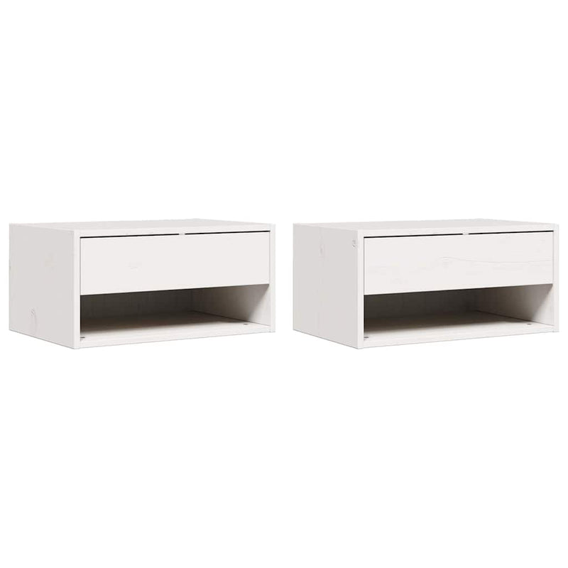 vidaXL Éjjeli asztal 2 pcs Fehér 50 x 32,5 x 24 cm Tömör fenyőfa