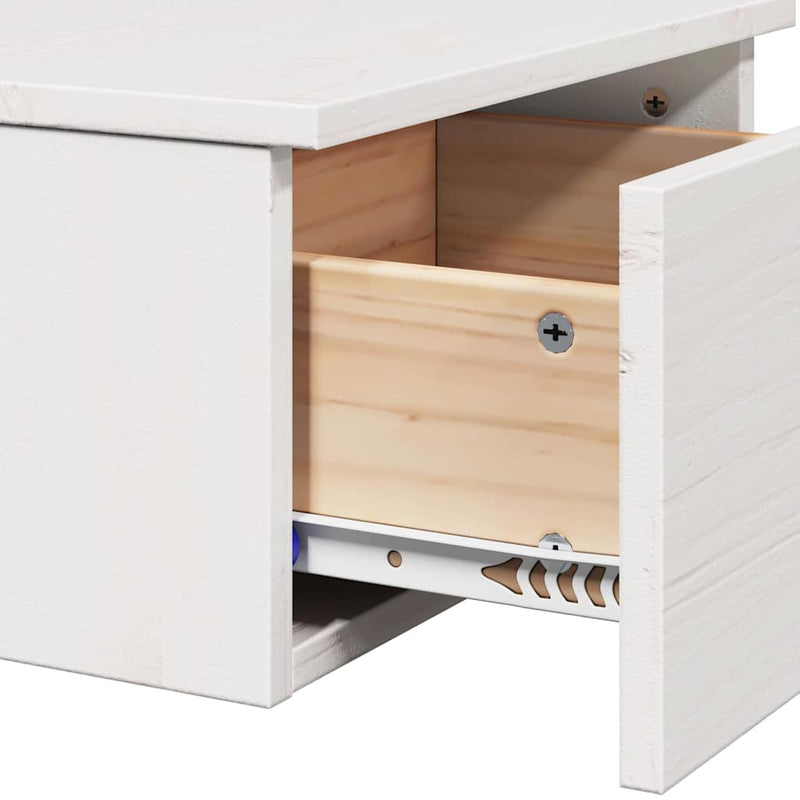 vidaXL Éjjeli asztal fiókkal Fehér 37 x 35 x 18,5 cm Tömör fenyőfa